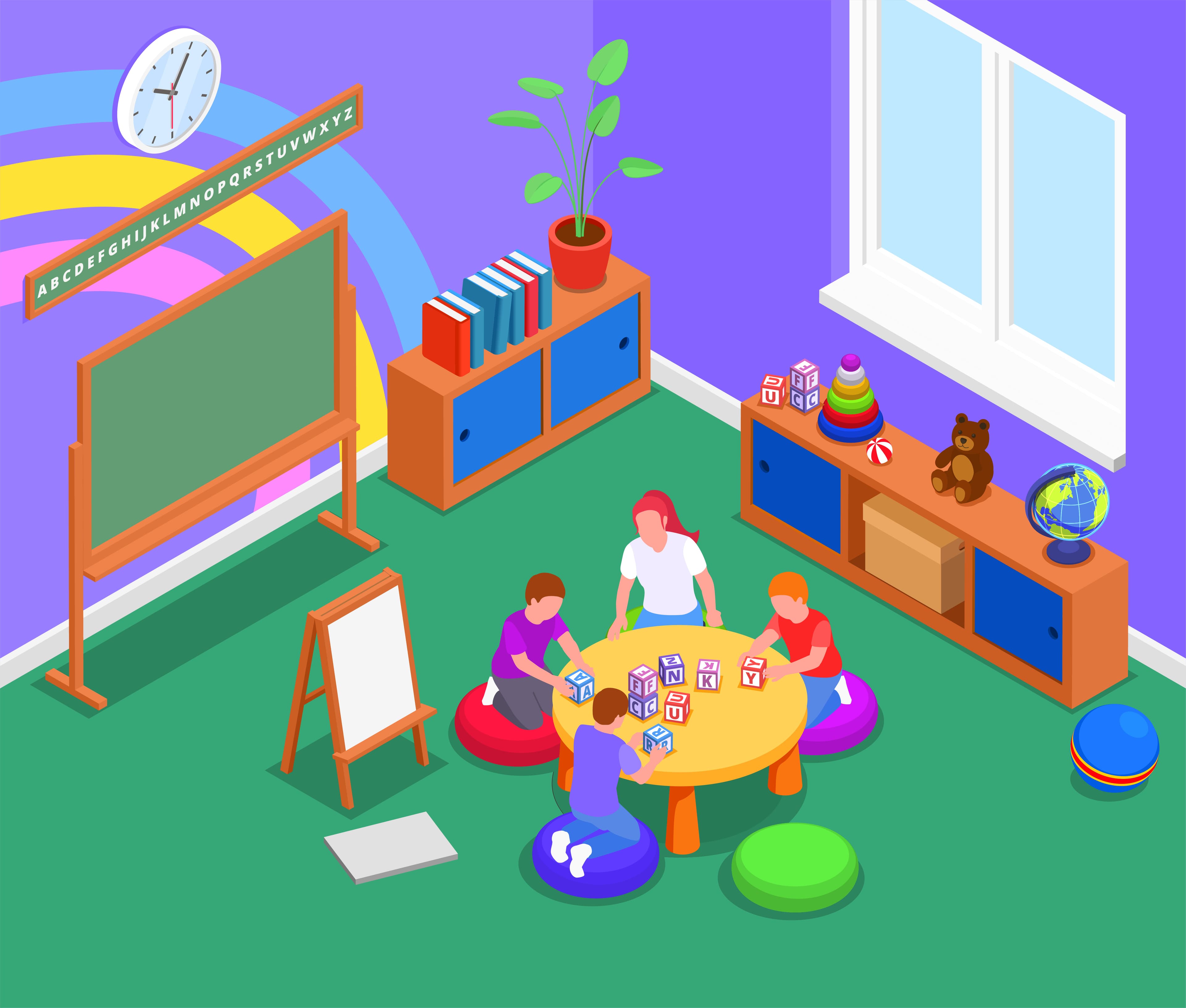 Teacher with children